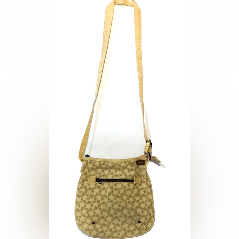 Vintage Y2K L.e.I. Crossbody Bag Tan Canvas Geometric Starburst Print